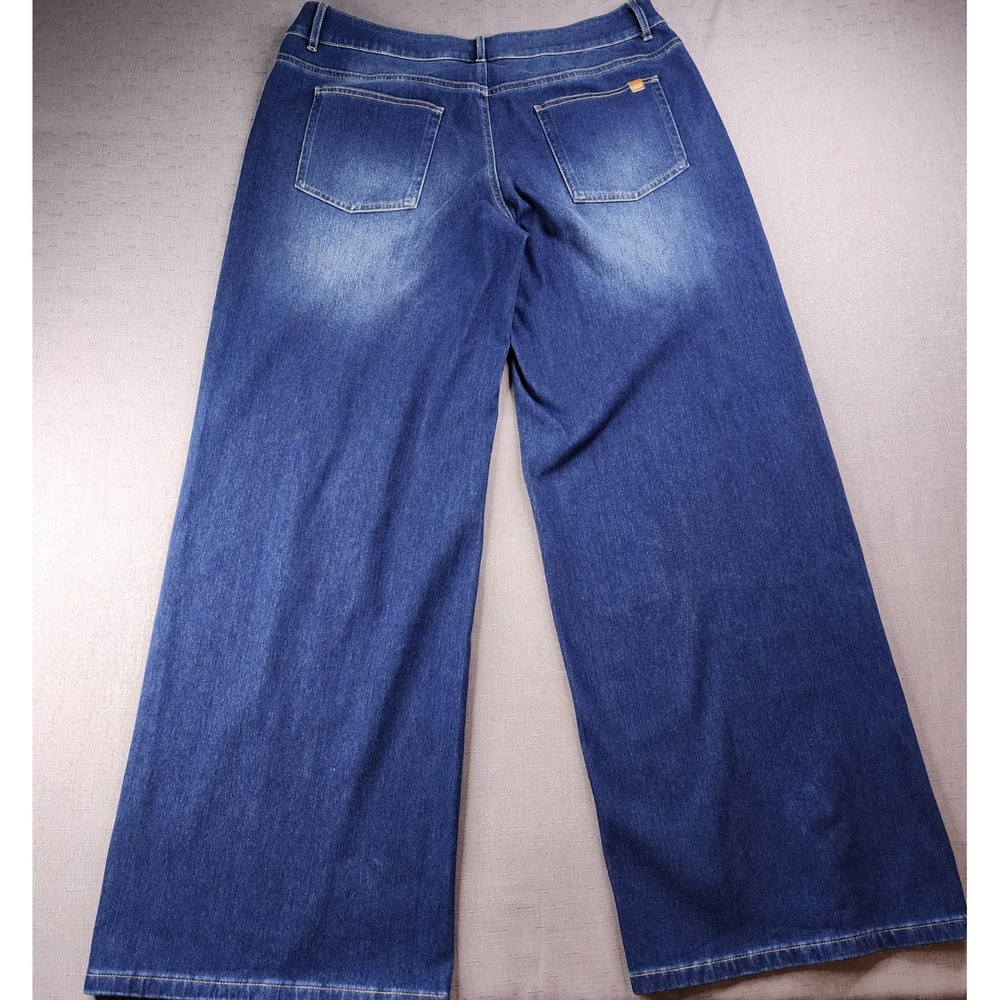 Halara Wide Leg Jeans Womens Large Tall Blue Denim Crossover Waist NWT 02710762 - Picture 9 of 11